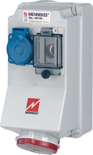 Mennekes Steckdosen-Kombination 32A,5p,Schuko,D01/1p 98166