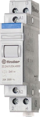 Finder Installationsrelais 2Ö, 20A, 12VDC 22.24.9.012.4000