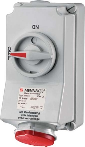 Mennekes Wanddose DUO 16A,5p,6h,400V,IP44 5103A
