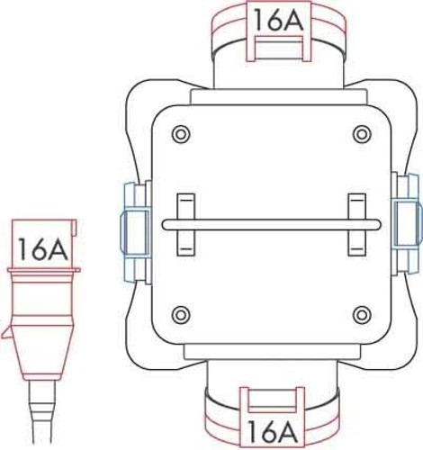 Bals Elektrotech. Tragbarer Verteiler Vollgummi IP44 57148