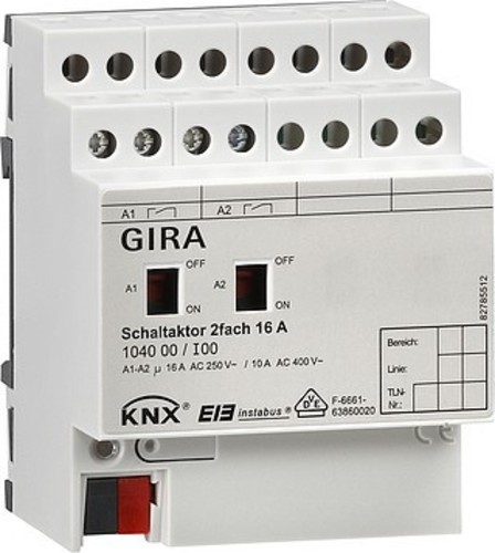 Gira Schaltaktor 2-fach 16A, EIB REG 104000