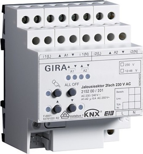 Gira Jalousieaktor 2-fach ch 230VAC KNX/EIB REG 215200