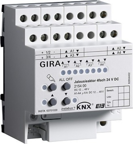 Gira Jalousieaktor 4-fach ch 24VDC KNX/EIB REG 215400