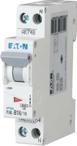Eaton Leitungsschutzschalter 16A, 1p+N,Steckkl. C PLN6-C16/1N-DE