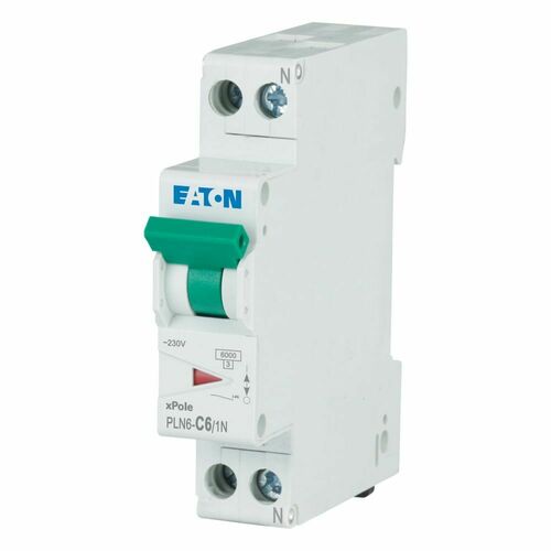 Eaton Leitungsschutzschalter 6 A, 1p+N,Steckkl. C PLN6-C6/1N-DE