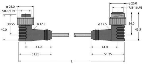 Turck Spannungsversorgungsltg. PUR WKM52-4-WSM52 Turck Spannungsversorgungsltg. PUR WKM52-4-WSM52