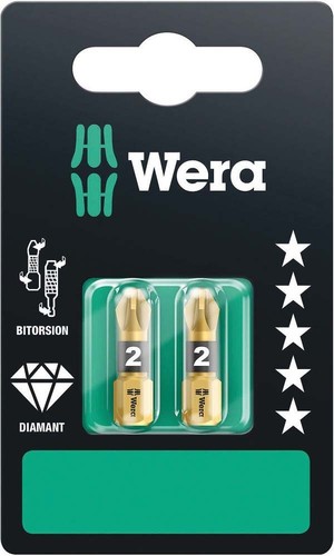Wera Werk Pozidriv Bit PZ 2x25mm 073339(VE2)