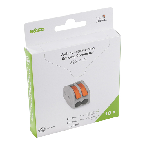 WAGO GmbH & Co. KG Verbindungsklemme max. 4 qmm,grau 222-412/995-010