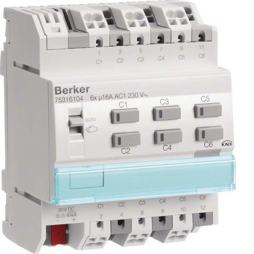 Berker KNX Schalt-/Jalousieaktor 6-/3fach REG 16A 75316104