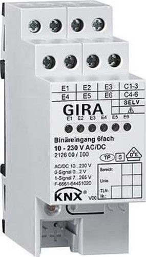 Gira Binäreingang 6f. KNX 10-230V AC/DC 212600