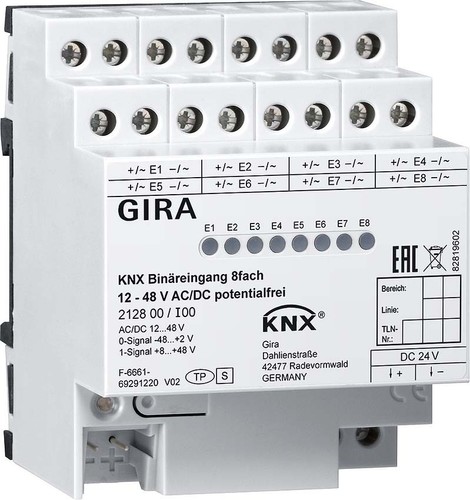 Gira Binäreingang 8f. KNX 12-8V AC/DC 212800