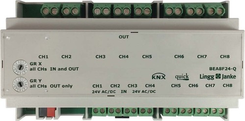 Lingg&Janke KNX Binär Ein/Ausgang 8-fach 24V AC/DC 16A BEA8F24-Q