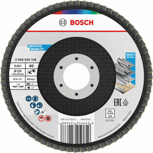 Bosch Power Tools X451 Fächerschleifscheibe, 125 x 22,23 mm K40 2608626138 Bosch Power Tools X451 Fächerschleifscheibe, 125 x 22,23 mm K40 2608626138