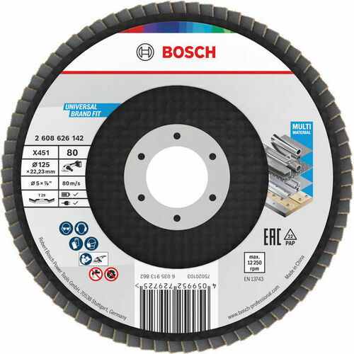 Bosch Power Tools X451 Fächerschleifscheibe, 125 x 22,23 mm K80 2608626142 Bosch Power Tools X451 Fächerschleifscheibe, 125 x 22,23 mm K80 2608626142