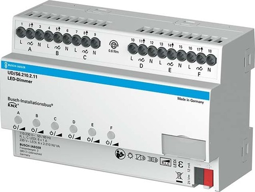 Busch-Jaeger LED-Dimmer 6x210W/VA KNX REG UD/S6.210.2.11 Busch-Jaeger LED-Dimmer 6x210W/VA KNX REG UD/S6.210.2.11