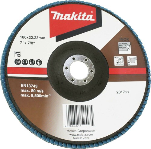Makita Fächerschleifscheibe 180mm Z120 D-63856 Makita Fächerschleifscheibe 180mm Z120 D-63856