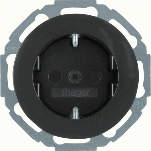 Hager Steckdose schwarz,glänzend WLS1200BG Hager Steckdose schwarz,glänzend WLS1200BG