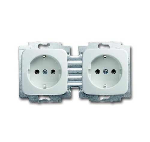 Busch-Jaeger SCHUKO Doppelsteckdose 2-fach alpinweiß 20-2 EUC-214-503