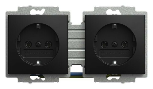 Busch-Jaeger SCHUKO Doppelsteckdose 2-fach schwarz matt 20-2 EUC-915-503