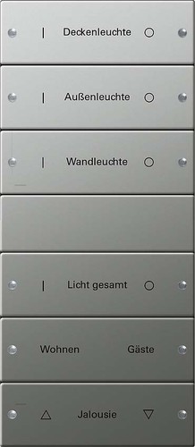 Gira Wippenset 6-fach beschr. Sys 55 edelstahl 2136602