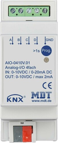 MDT technologies Schaltaktor 4-fach I/O 2TE, REG, 0-10V AIO-0410V.01