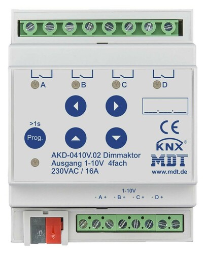 MDT technologies Dimmaktor 4-fach 4TE REG 1-10V RGBW AKD-0410V.02