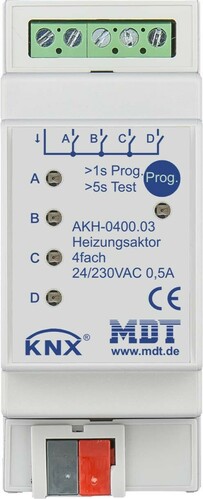 MDT technologies Heizungsaktor 4-fach 2TE REG, 24-230VAC AKH-0400.03