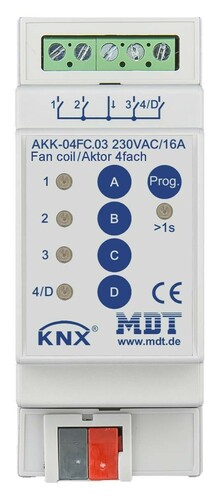 MDT technologies Schaltaktor 4-fach 2TE REG,16A,230VAC,Komp. AKK-04FC.03