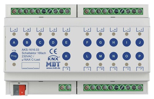 MDT technologies Schaltaktor 16-fach 8TE REG, 16A, 230VAC AKS-1616.03