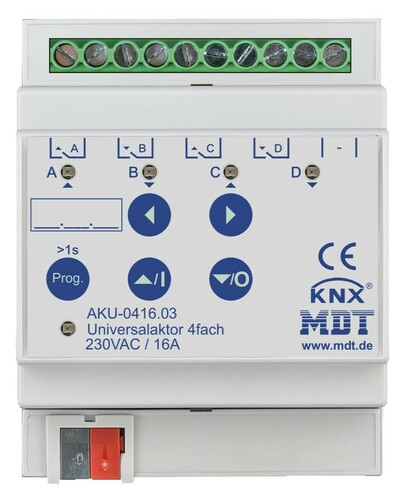 MDT technologies Universalaktor 4-fach 4TE REG,16A,230VAC,100µF AKU-0416.03