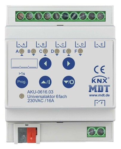 MDT technologies Universalaktor 6-fach 4TE REG,16A,230VAC,100µF AKU-0616.03