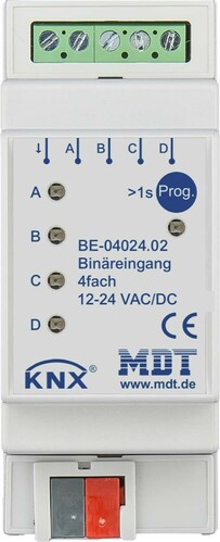 MDT technologies Binäreingang 4-fach 2TE REG, 24VAC/DC BE-04024.02