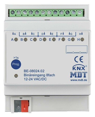 MDT technologies Binäreingang 8-fach 4TE REG, 24VAC/DC BE-08024.02