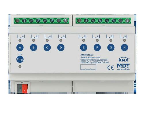 MDT technologies Schaltaktor 8-fach, 8TE REG, 16/20 A, 230 V AMI-0816.03