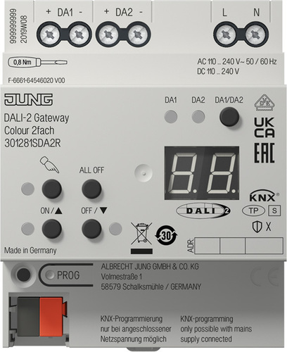 Jung KNX DALI-2 Gateway Colour 2-fach ch 30128 1S DA2 R