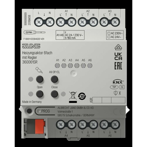Jung KNX Heizungsaktor 6fach mit Regler 36006 1S R