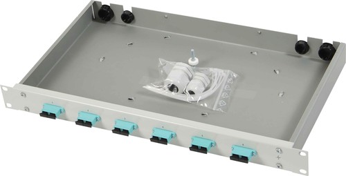 Telegärtner Spleißbox mit Kupplungen 12SCD PhBz türkis1HE TNSB-Be-12SCD-OM3