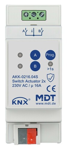 MDT technologies KNX Schaltaktor 2-fach 2TE REG 16 A 230 V AKK-0216.04S MDT technologies KNX Schaltaktor 2-fach 2TE REG 16 A 230 V AKK-0216.04S