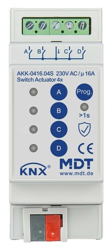 MDT technologies KNX Schaltaktor 4-fach 2TE REG 16 A 230 V AKK-0416.04S MDT technologies KNX Schaltaktor 4-fach 2TE REG 16 A 230 V AKK-0416.04S