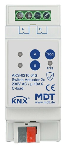 MDT technologies KNX Schaltaktor 2-fach 2TE REG 10 A 230 V AKS-0210.04S MDT technologies KNX Schaltaktor 2-fach 2TE REG 10 A 230 V AKS-0210.04S