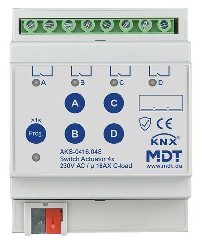 MDT technologies KNX Schaltaktor 4-fach 4TE REG 16 A 230 V AKS-0416.04S MDT technologies KNX Schaltaktor 4-fach 4TE REG 16 A 230 V AKS-0416.04S