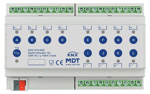 MDT technologies KNX Schaltaktor 12-fach 8TE REG 10 A 230 V AKS-1210.04S MDT technologies KNX Schaltaktor 12-fach 8TE REG 10 A 230 V AKS-1210.04S