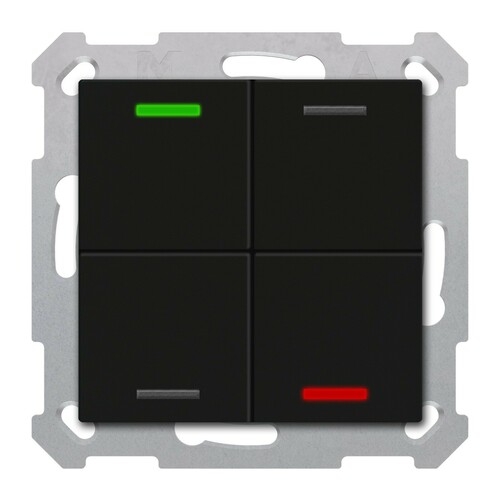 MDT technologies KNX Taster Light 55 4- fach,RGBW,TS Schwarz TAL-55T4006.02S