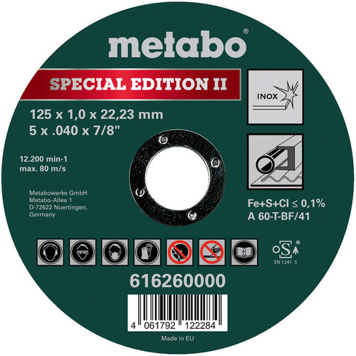Metabowerke Trennscheibe Spec.Edit.II 125x1,0x22,23mm Inox 616260000