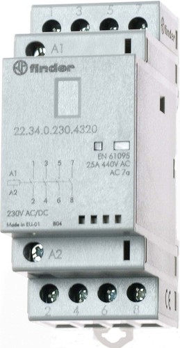 Finder Installationsschütz 24VAC/DC,4S,LED 22.34.0.024.4320