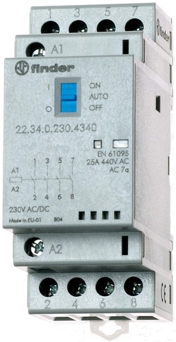 Finder Installationsschütz 24VAC/DC,4S,LED 22.34.0.024.4340