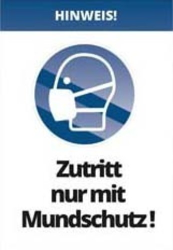 Cimco Werkzeuge Laminierte Warntafel Zutritt m.Mundschutz 182832