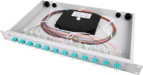Telegärtner Spleißbox bestückt 24xSCD 50/125OM3 1HE TNSB-Be-24SCD-50-OM3