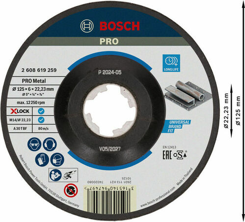 Bosch Power Tools PRO Metal X-Lock Schleifscheibe 125 x 2608619259