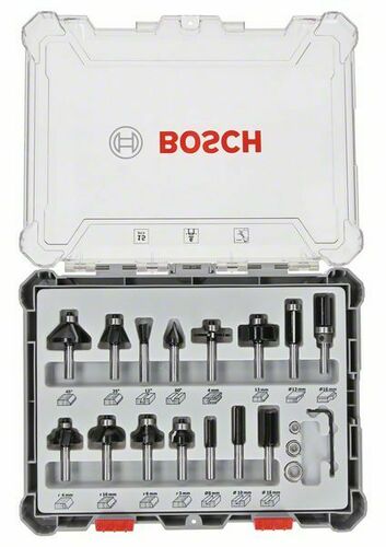 Bosch Power Tools Fräser-Set 15 tlg, 6mm 2607017471